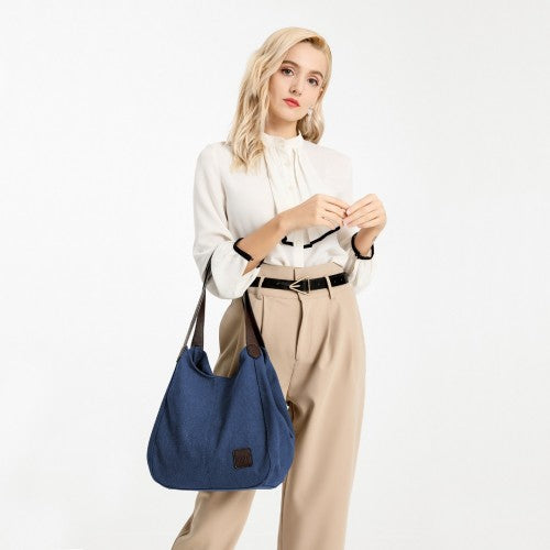 Kono Canvas Shoulder Tote Bag - Navy