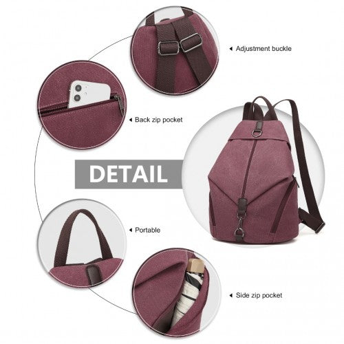 Kono Fashion Anti-Theft Canvas Backpack - Claret