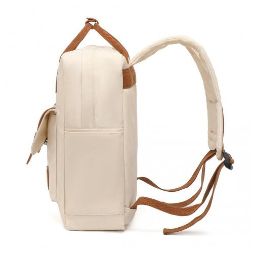 Kono Casual Daypack Lightweight Backpack Travel Bag - Beige And Brown
