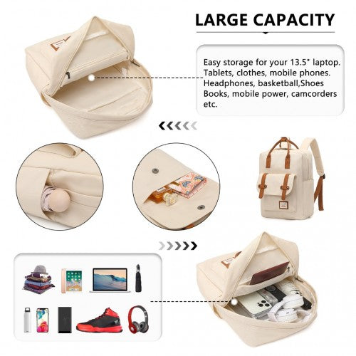 Kono Casual Daypack Lightweight Backpack Travel Bag - Beige And Brown