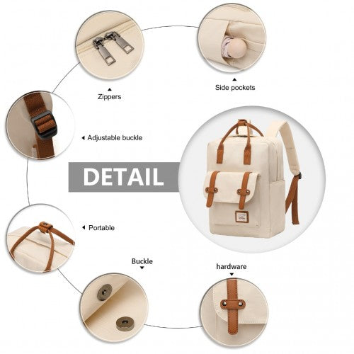 Kono Casual Daypack Lightweight Backpack Travel Bag - Beige And Brown