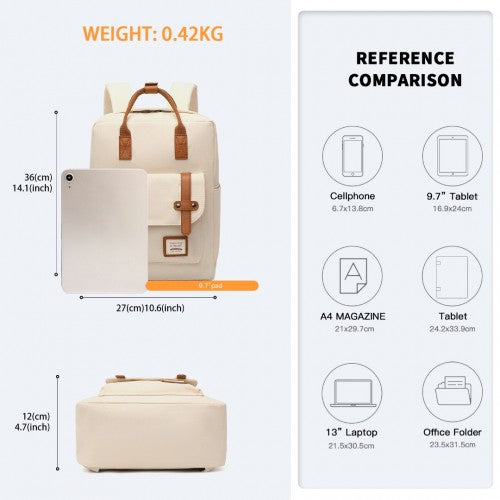 Kono Casual Daypack Lightweight Backpack Travel Bag - Beige And Brown