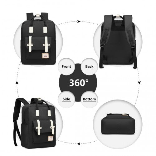 Kono Casual Daypack Lightweight Backpack Travel Bag - Black