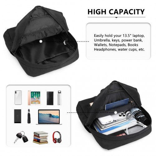 Kono Casual Daypack Lightweight Backpack Travel Bag - Black