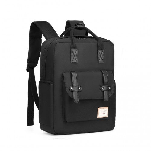 Kono Casual Daypack Lightweight Backpack Travel Bag - Full Black