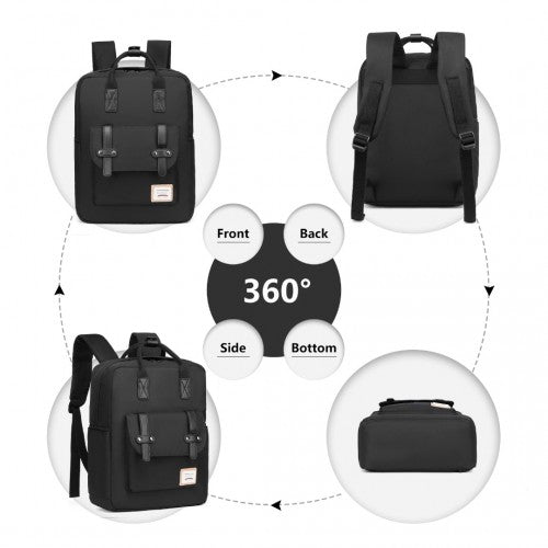 Kono Casual Daypack Lightweight Backpack Travel Bag - Full Black