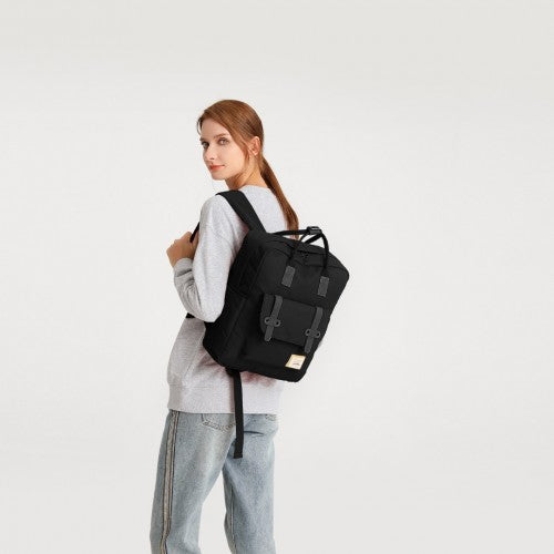 Kono Casual Daypack Lightweight Backpack Travel Bag - Full Black