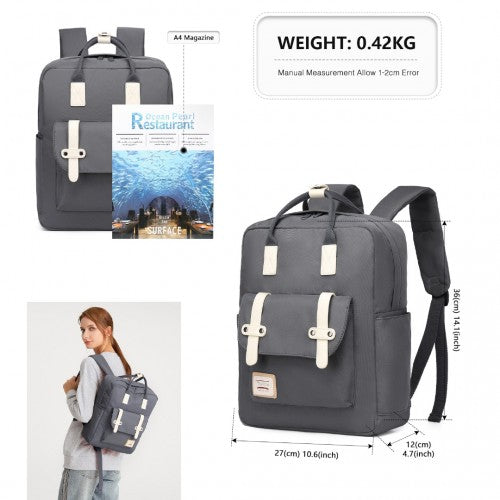 Kono Casual Daypack Lightweight Backpack Travel Bag - Grey