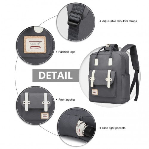 Kono Casual Daypack Lightweight Backpack Travel Bag - Grey