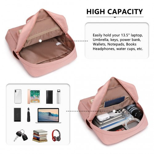 Kono Casual Daypack Lightweight Backpack Travel Bag - Pink