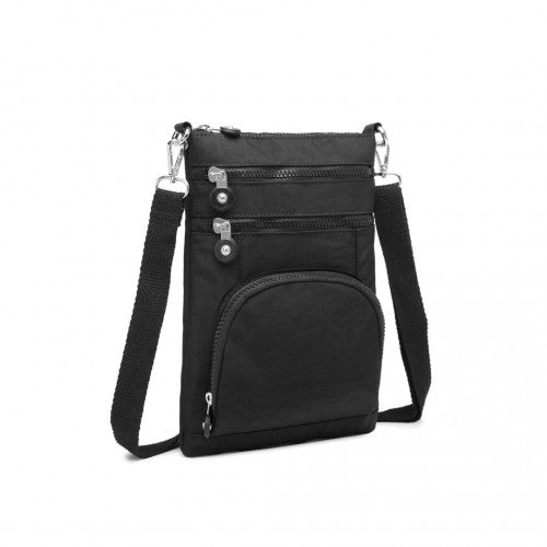 Kono Casual Multi Pocket RFID Blocking Cross body Bag - Black