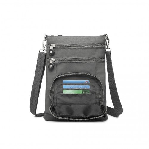 Kono Casual Multi Pocket RFID Blocking Cross body Bag - Grey