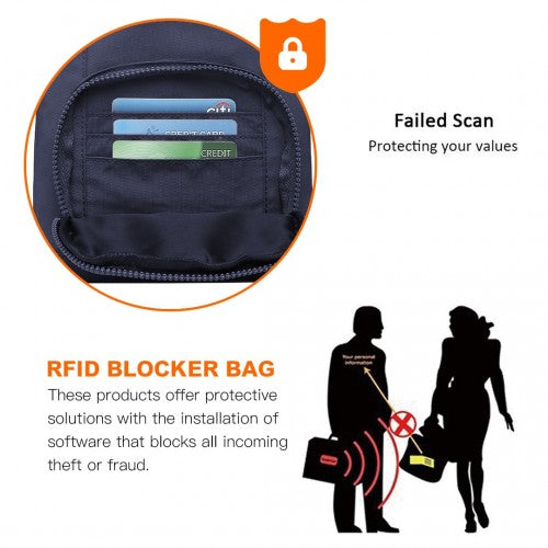 Kono Casual Multi Pocket RFID Blocking Cross body Bag - Navy