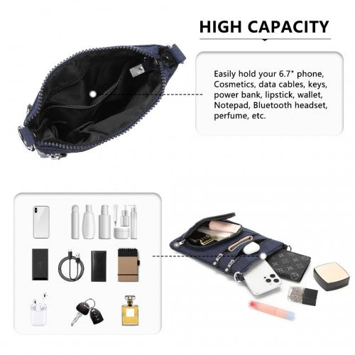 Kono Casual Multi Pocket RFID Blocking Cross body Bag - Navy