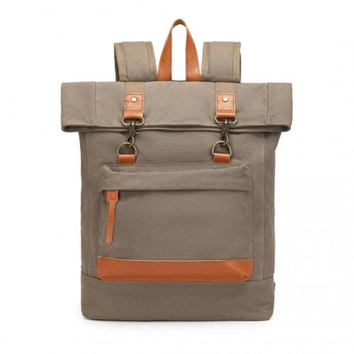 Kono Large Capacity Canvas Casual Travel Backpack - Khaki