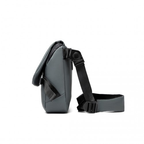 KONO Modern PVC Coated Water-Resistant Crossbody With Versatile Carrying Options - Grey