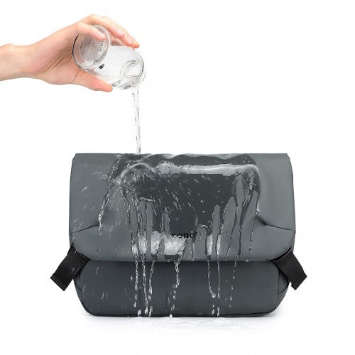 KONO Modern PVC Coated Water-Resistant Crossbody With Versatile Carrying Options - Grey