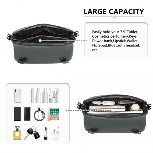 KONO Modern PVC Coated Water-Resistant Crossbody With Versatile Carrying Options - Grey
