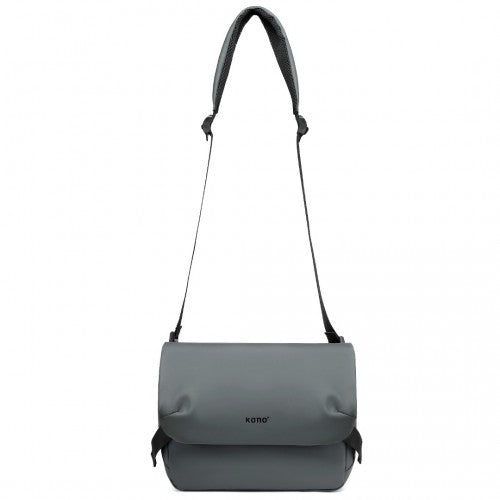 KONO Modern PVC Coated Water-Resistant Crossbody With Versatile Carrying Options - Grey