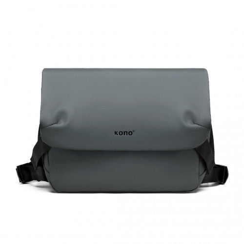 KONO Modern PVC Coated Water-Resistant Crossbody With Versatile Carrying Options - Grey