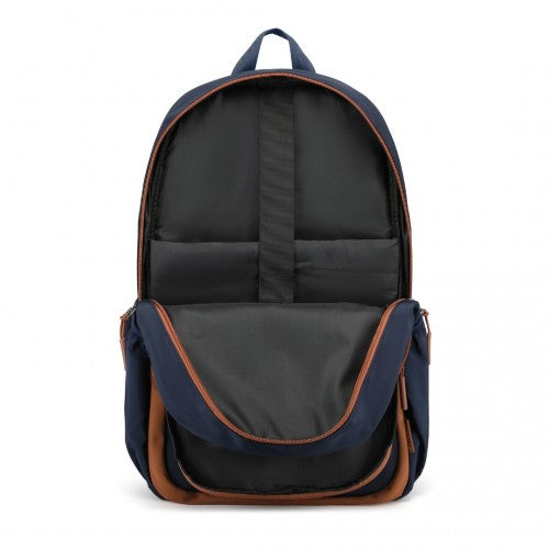 Kono Lightweight & Glow-in-the-Dark 3-Piece Laptop Backpack Set with Crossbody Bag and Pencil Case - Navy And Brown