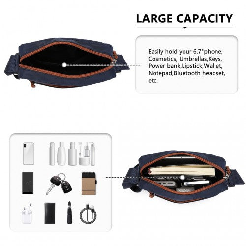 Kono Lightweight & Glow-in-the-Dark 3-Piece Laptop Backpack Set with Crossbody Bag and Pencil Case - Navy And Brown
