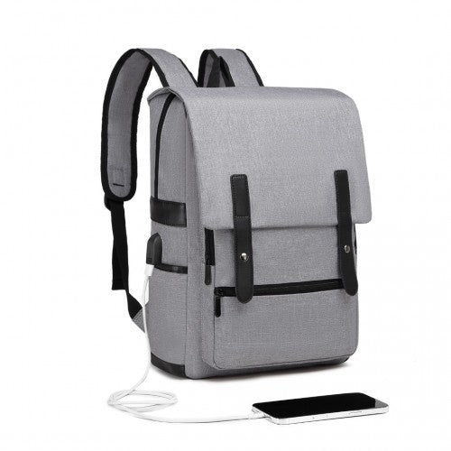 Kono Smart Practical Backpack with USB Chargable Interface - Grey
