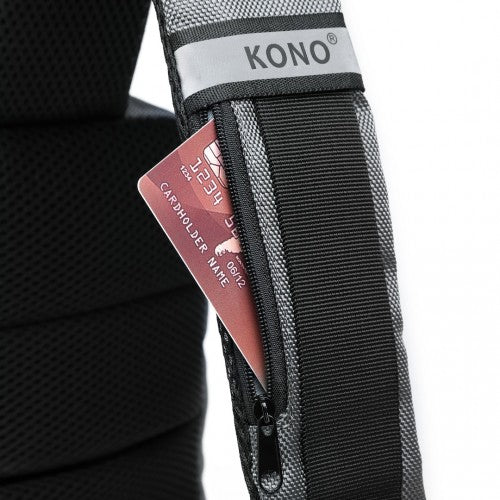 Kono Smart Sling Chest Bag with USB Charging Port Lightweight Single Strap Crossbody Backpack for Daily Use Ideal for Men and Women - Grey And Black