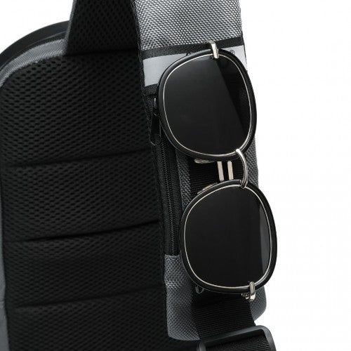 Kono Smart Sling Chest Bag with USB Charging Port Lightweight Single Strap Crossbody Backpack for Daily Use Ideal for Men and Women - Grey And Black