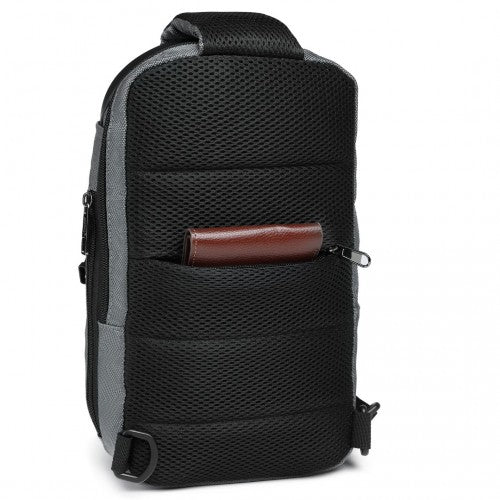 Kono Smart Sling Chest Bag with USB Charging Port Lightweight Single Strap Crossbody Backpack for Daily Use Ideal for Men and Women - Grey And Black