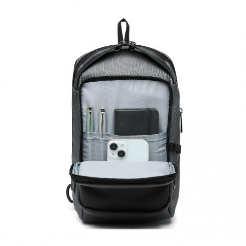 Kono Smart Sling Chest Bag with USB Charging Port Lightweight Single Strap Crossbody Backpack for Daily Use Ideal for Men and Women - Grey And Black