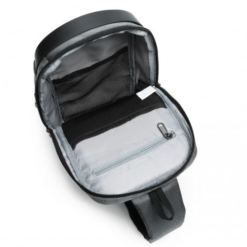 Kono Smart Sling Chest Bag with USB Charging Port Lightweight Single Strap Crossbody Backpack for Daily Use Ideal for Men and Women - Grey And Black