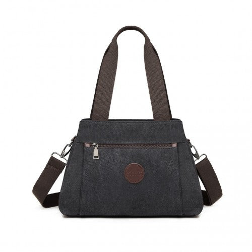 Kono Canvas Multi-Functional Cross Body Bag - Black