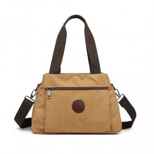 Kono Canvas Multi-Functional Cross Body Bag - Brown