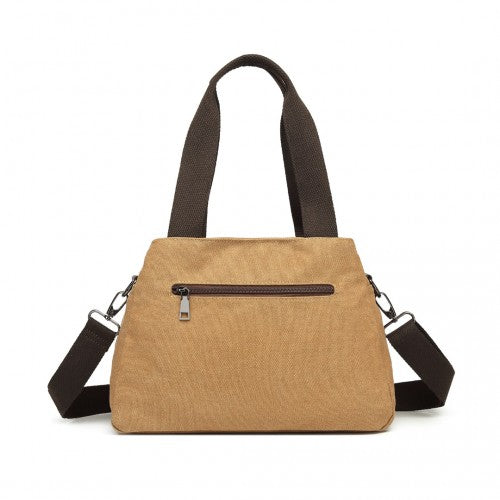 Kono Canvas Multi-Functional Cross Body Bag - Brown