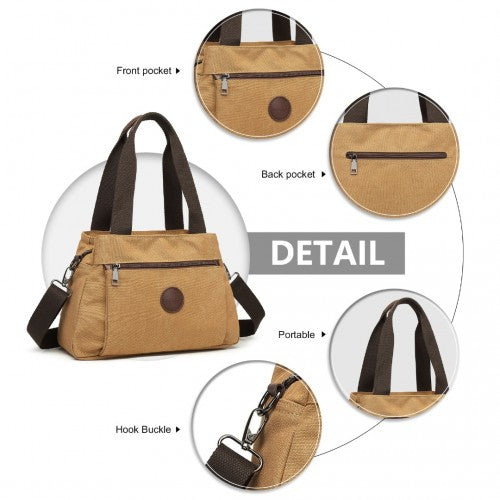 Kono Canvas Multi-Functional Cross Body Bag - Brown