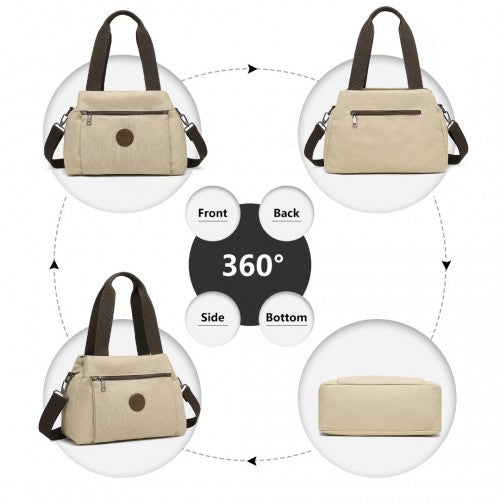 Kono Canvas Multi-Functional Cross Body Bag - Khaki