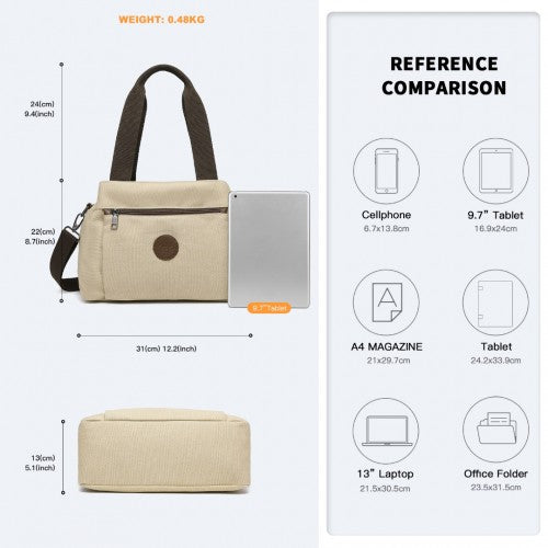 Kono Canvas Multi-Functional Cross Body Bag - Khaki