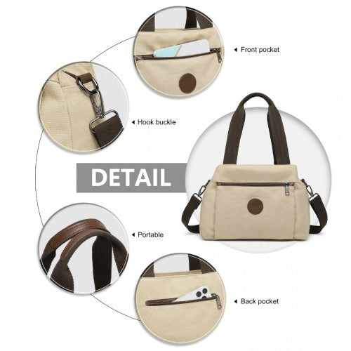 Kono Canvas Multi-Functional Cross Body Bag - Khaki