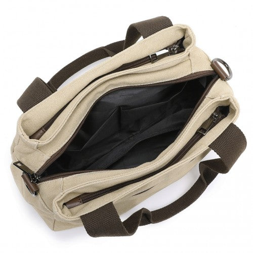 Kono Canvas Multi-Functional Cross Body Bag - Khaki
