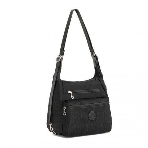 Kono Three Way Multipurpose Casual Shoulder Bag With Double Zippers - Black