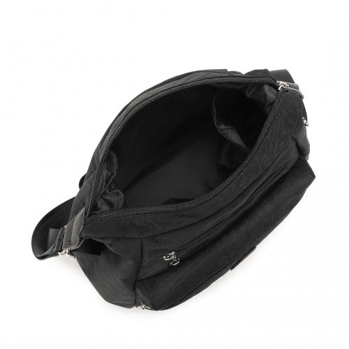 Kono Three Way Multipurpose Casual Shoulder Bag With Double Zippers - Black