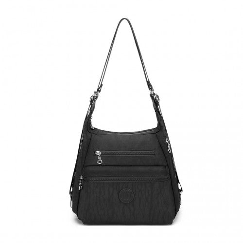 Kono Three Way Multipurpose Casual Shoulder Bag With Double Zippers - Black
