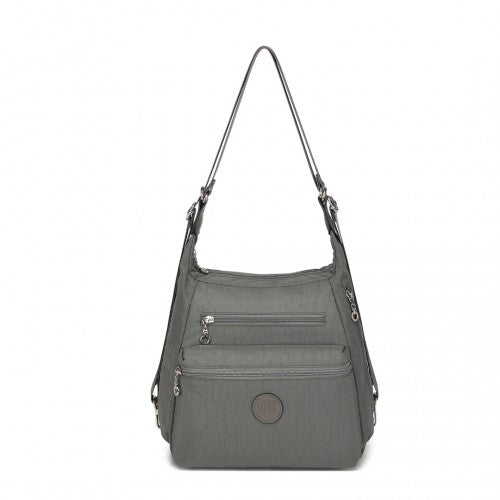 Kono Three Way Multipurpose Casual Shoulder Bag With Double Zippers - Grey