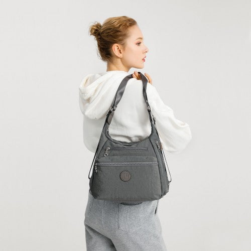 Kono Three Way Multipurpose Casual Shoulder Bag With Double Zippers - Navy