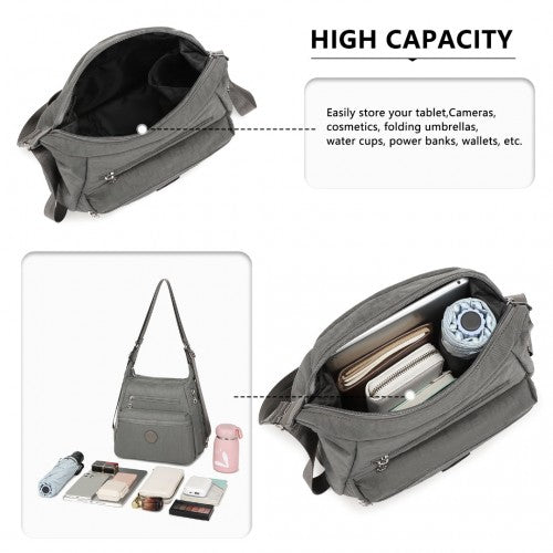 Kono Three Way Multipurpose Casual Shoulder Bag With Double Zippers - Grey