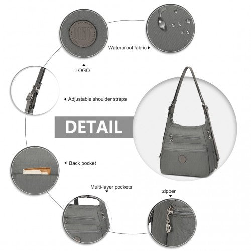 Kono Three Way Multipurpose Casual Shoulder Bag With Double Zippers - Grey