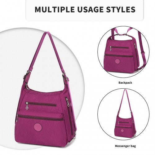 Kono Three Way Multipurpose Casual Shoulder Bag With Double Zippers - Purple