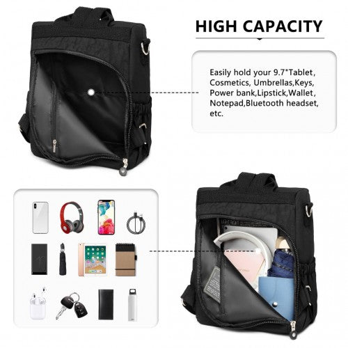 Kono Multi Way Anti-theft Waterproof Backpack Shoulder Bag - Black