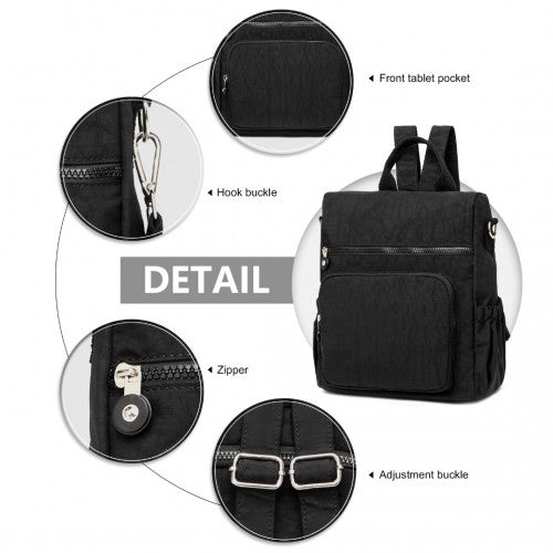 Kono Multi Way Anti-theft Waterproof Backpack Shoulder Bag - Black
